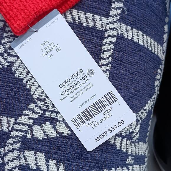 NWT CARTER'S Waffle Knit Festive Holiday Dress SZ 0-3mo red - Picture 2 of 5